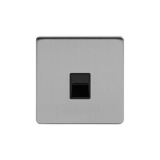 The Lombard Collection Brushed Chrome 1 Gang Telephone Master Socket,BT Blk Ins Screwless
