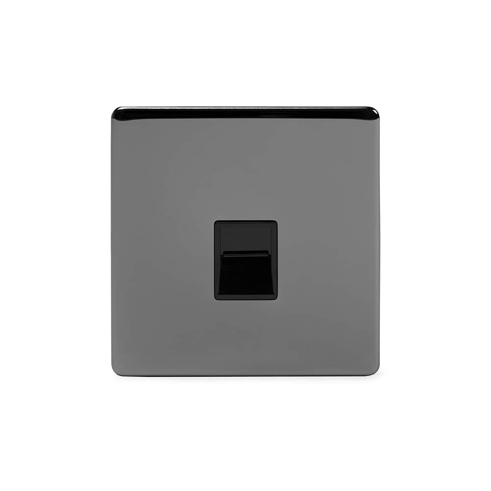 The Connaught Collection Black Nickel 1 Gang Telephone Master Socket BT Blk Ins Screwless