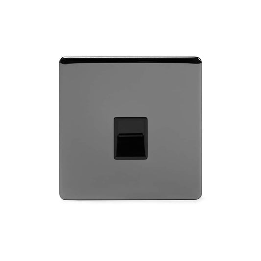 The Connaught Collection Black Nickel 1 Gang Telephone Master Socket BT Blk Ins Screwless