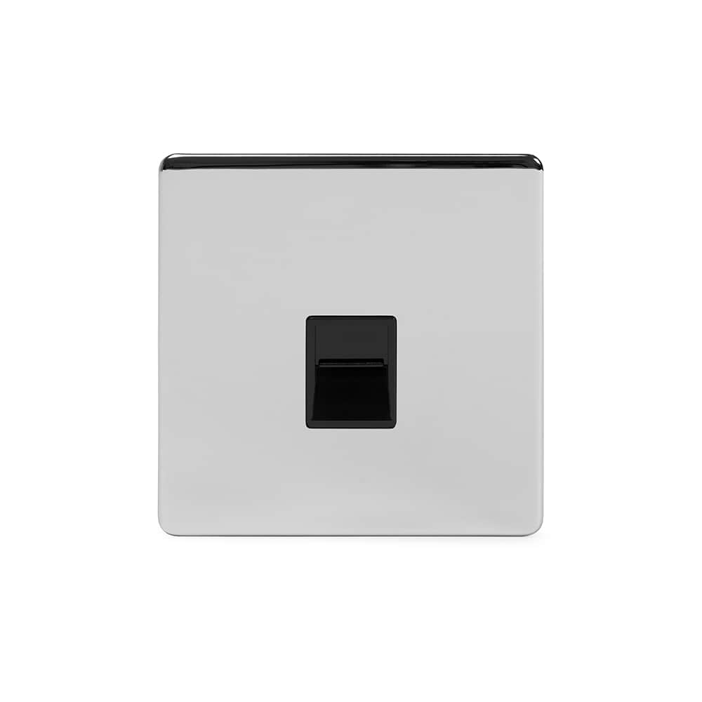The Finsbury Collection Polished Chrome 1 Gang Telephone Master Socket,BT Blk Ins Screwless