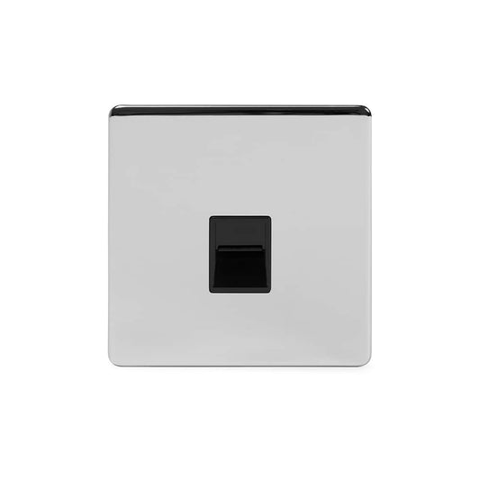 The Finsbury Collection Polished Chrome 1 Gang Telephone Master Socket,BT Blk Ins Screwless
