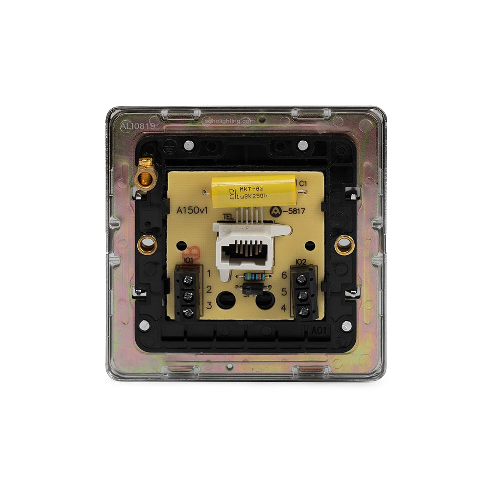The Finsbury Collection Polished Chrome 1 Gang Telephone Master Socket,BT Blk Ins Screwless