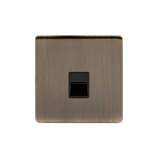 The Charterhouse Collection 1 Gang Telephone Secondary (Slave) Socket,BT Blk Ins Screwless Antique Brass