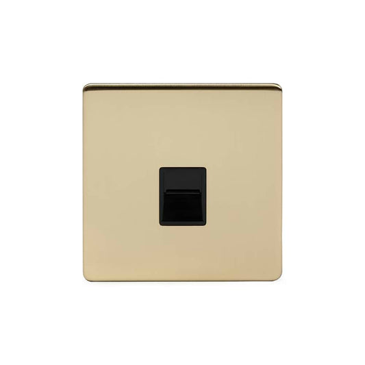 The Savoy Collection Brushed Brass 1 Gang Telephone Secondary (Slave) Socket,BT Black Insert Screwless
