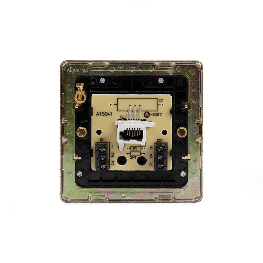 The Savoy Collection Brushed Brass 1 Gang Telephone Secondary (Slave) Socket,BT Black Insert Screwless