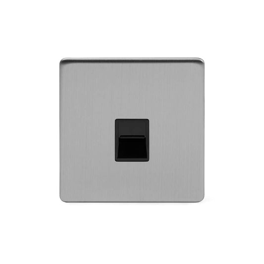 The Lombard Collection Brushed Chrome 1 Gang Telephone Secondary (Slave) Socket,BT Blk Ins Screwless