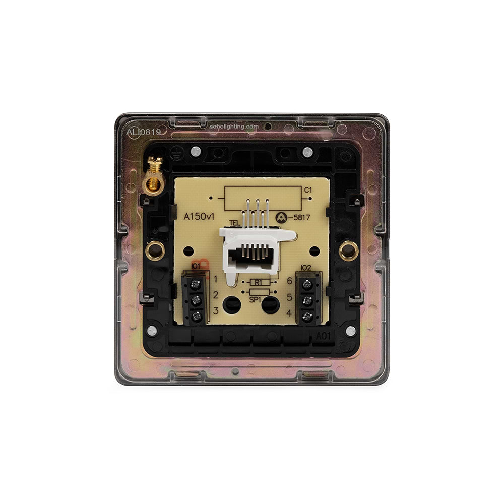 The Connaught Collection Black Nickel 1 Gang Telephone Secondary (Slave) Socket BT Blk Ins Screwless