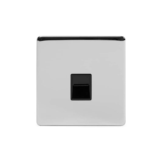 The Finsbury Collection Polished Chrome 1 Gang Telephone Secondary (Slave) Socket,BT Blk Ins Screwless