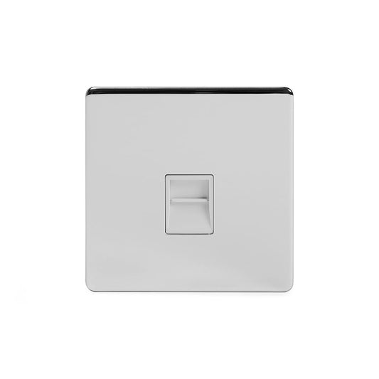 The Finsbury Collection Polished Chrome 1 Gang Telephone Secondary (Slave) Socket,BT Wht Ins Screwless