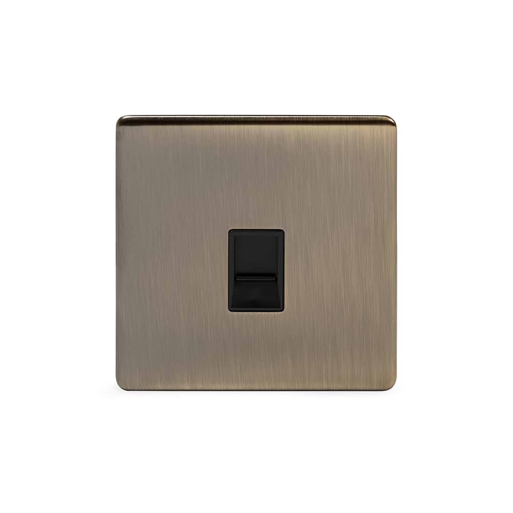 The Charterhouse Collection 1 Gang Data Socket RJ45 Ethernet Cat5/Cat6 Blk Ins Screwless Antique Brass
