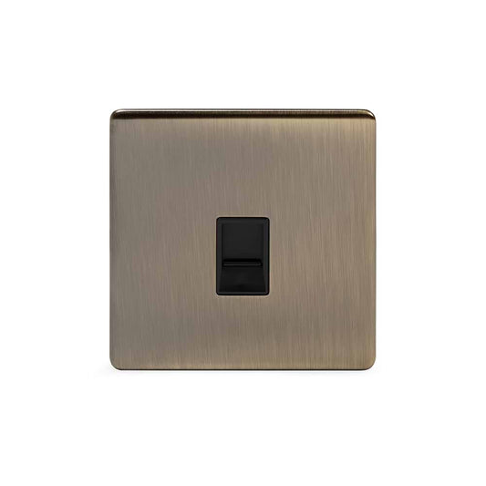The Charterhouse Collection 1 Gang Data Socket RJ45 Ethernet Cat5/Cat6 Blk Ins Screwless Antique Brass