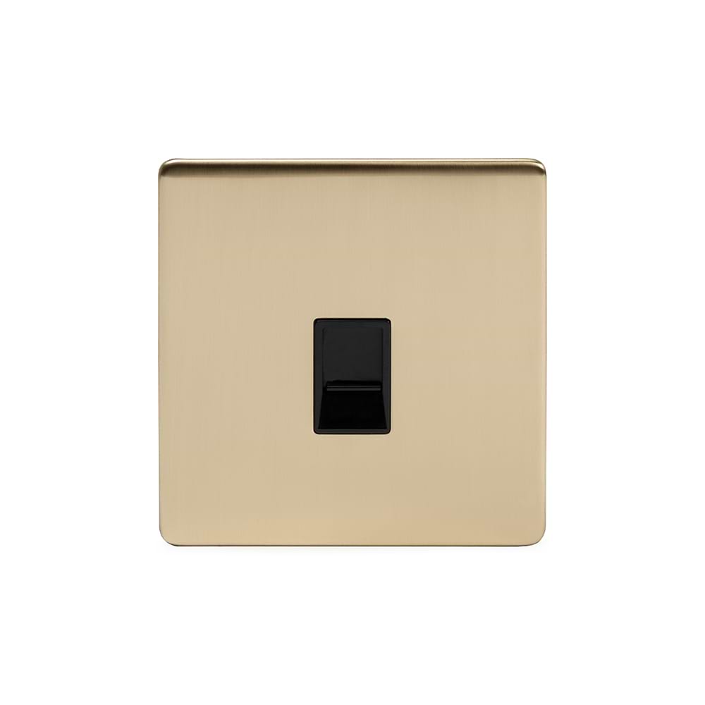 The Savoy Collection Brushed Brass 1 Gang Data Socket RJ45 Ethernet Cat5/Cat6 Black Insert Screwless