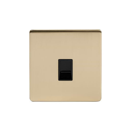 The Savoy Collection Brushed Brass 1 Gang Data Socket RJ45 Ethernet Cat5/Cat6 Black Insert Screwless