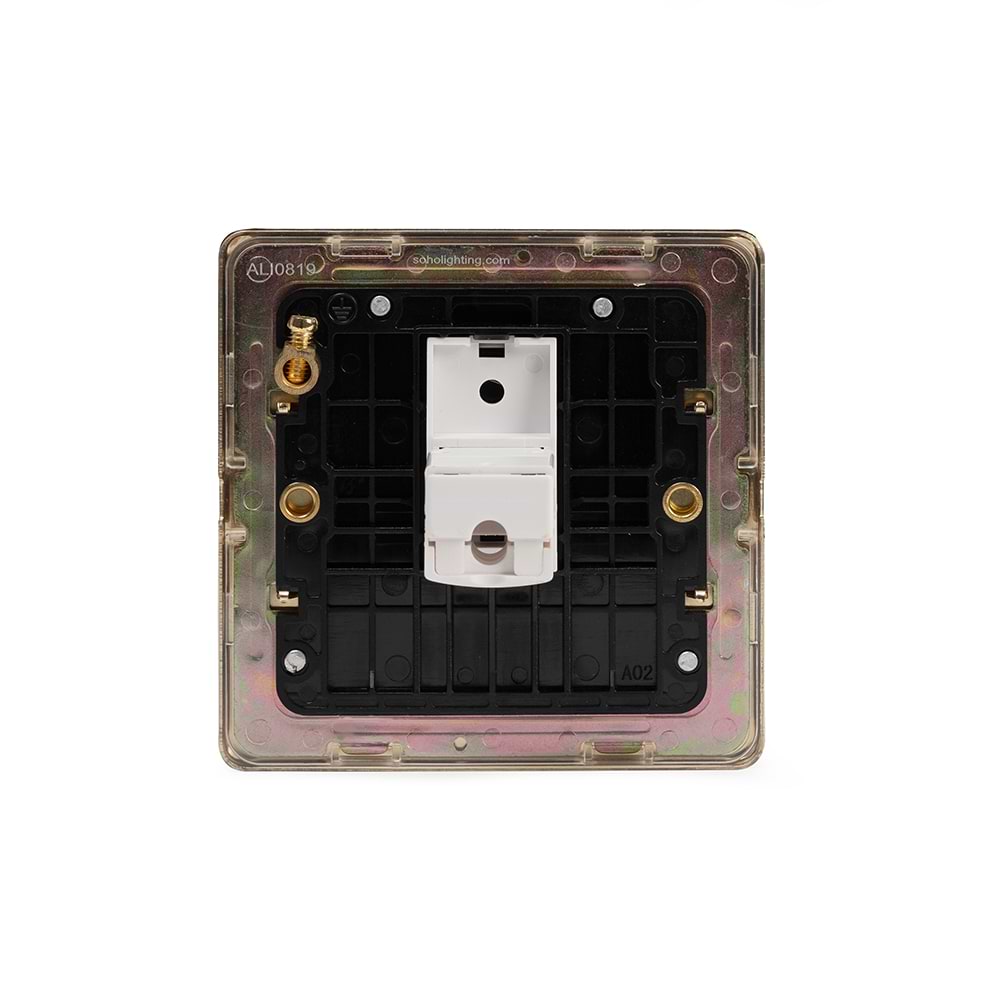 The Savoy Collection Brushed Brass 1 Gang Data Socket RJ45 Ethernet Cat5/Cat6 Black Insert Screwless