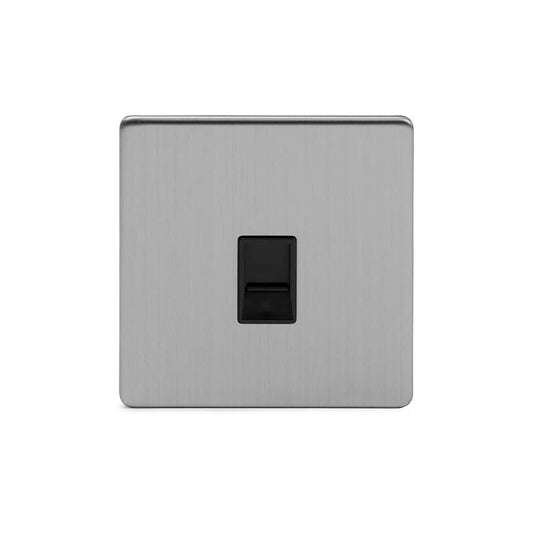 The Lombard Collection Brushed Chrome 1 Gang Data Socket RJ45 Ethernet Cat5/Cat6 Blk Ins Screwless