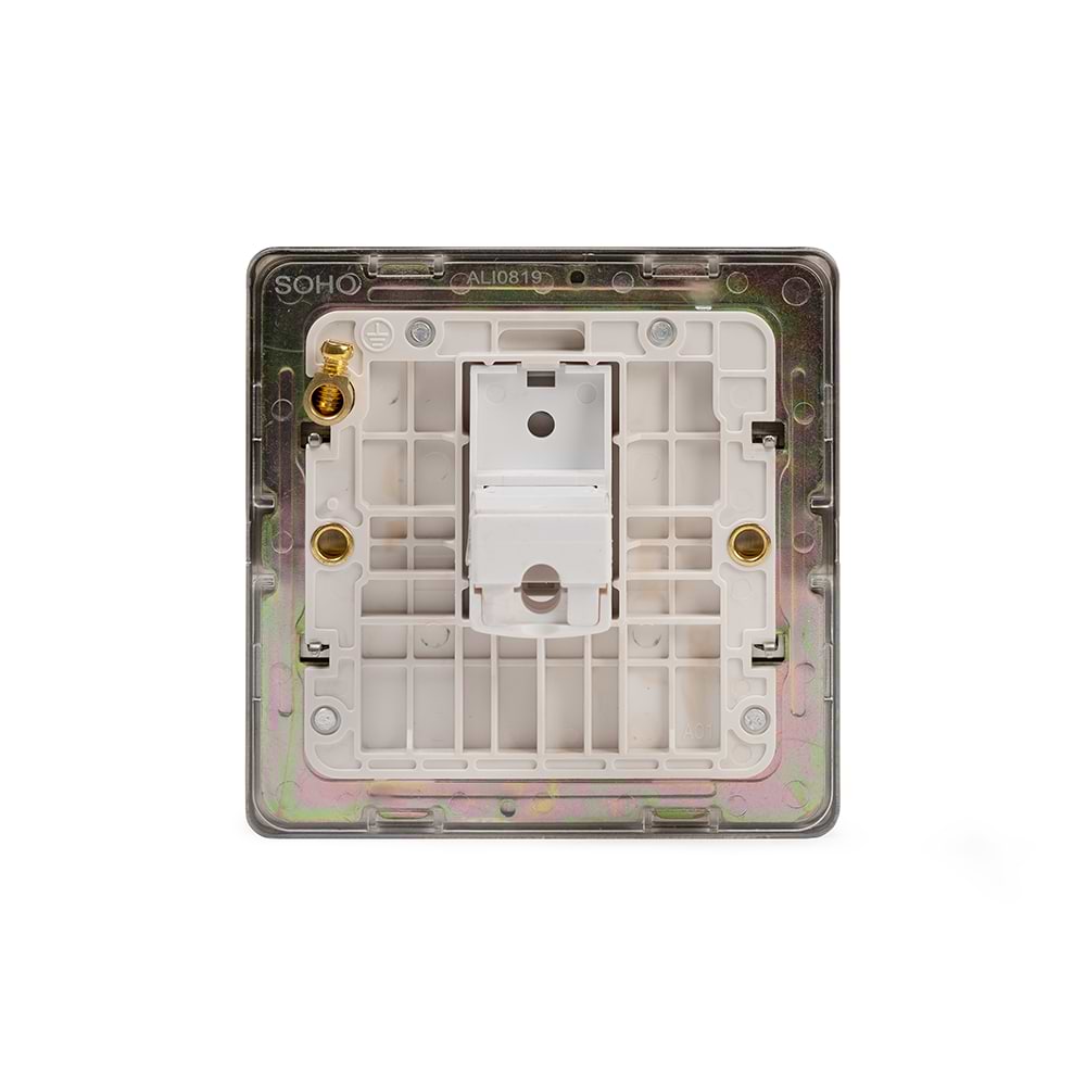 The Lombard Collection Brushed Chrome 1 Gang Data Socket RJ45 Ethernet Cat5/Cat6 Wht Ins Screwless