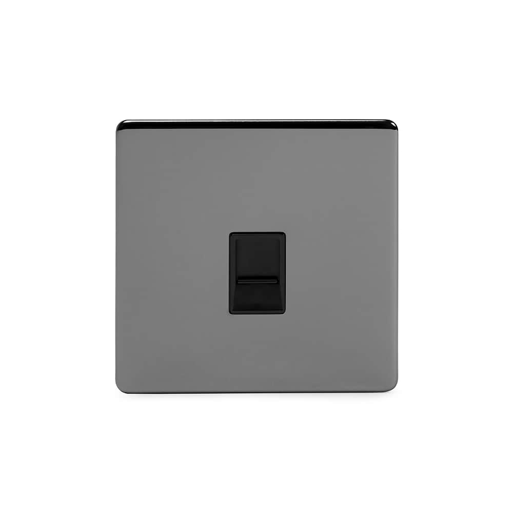 The Connaught Collection Black Nickel 1 Gang Data Socket RJ45 Ethernet Cat5/cat6 Blk Ins Screwless