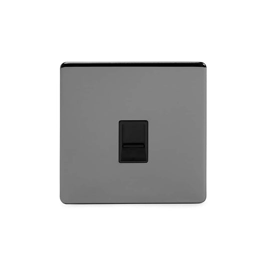 The Connaught Collection Black Nickel 1 Gang Data Socket RJ45 Ethernet Cat5/cat6 Blk Ins Screwless