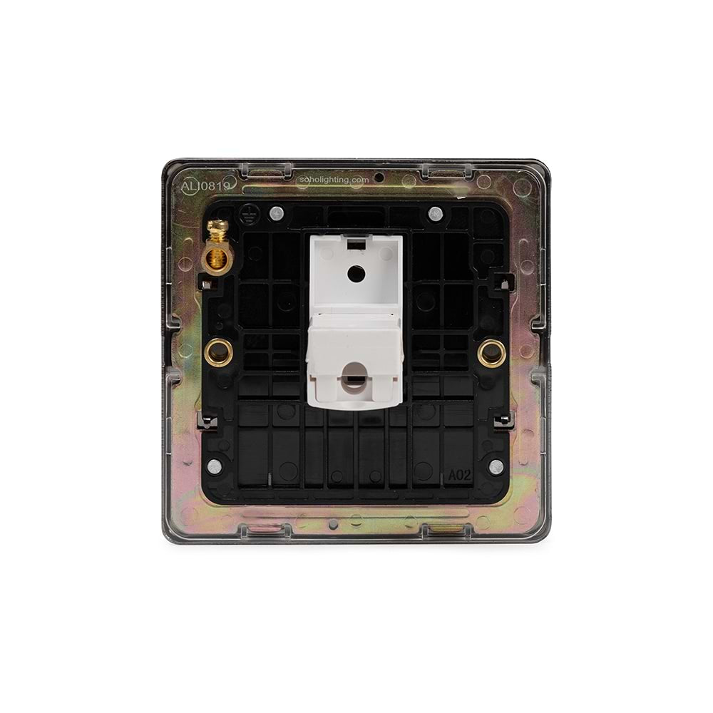 The Connaught Collection Black Nickel 1 Gang Data Socket RJ45 Ethernet Cat5/cat6 Blk Ins Screwless