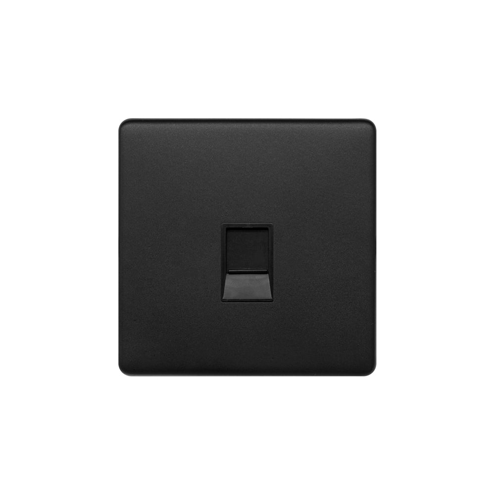 The Camden Collection Matt Black 1 Gang Data Socket RJ45 Ethernet Cat5/6 Screwless