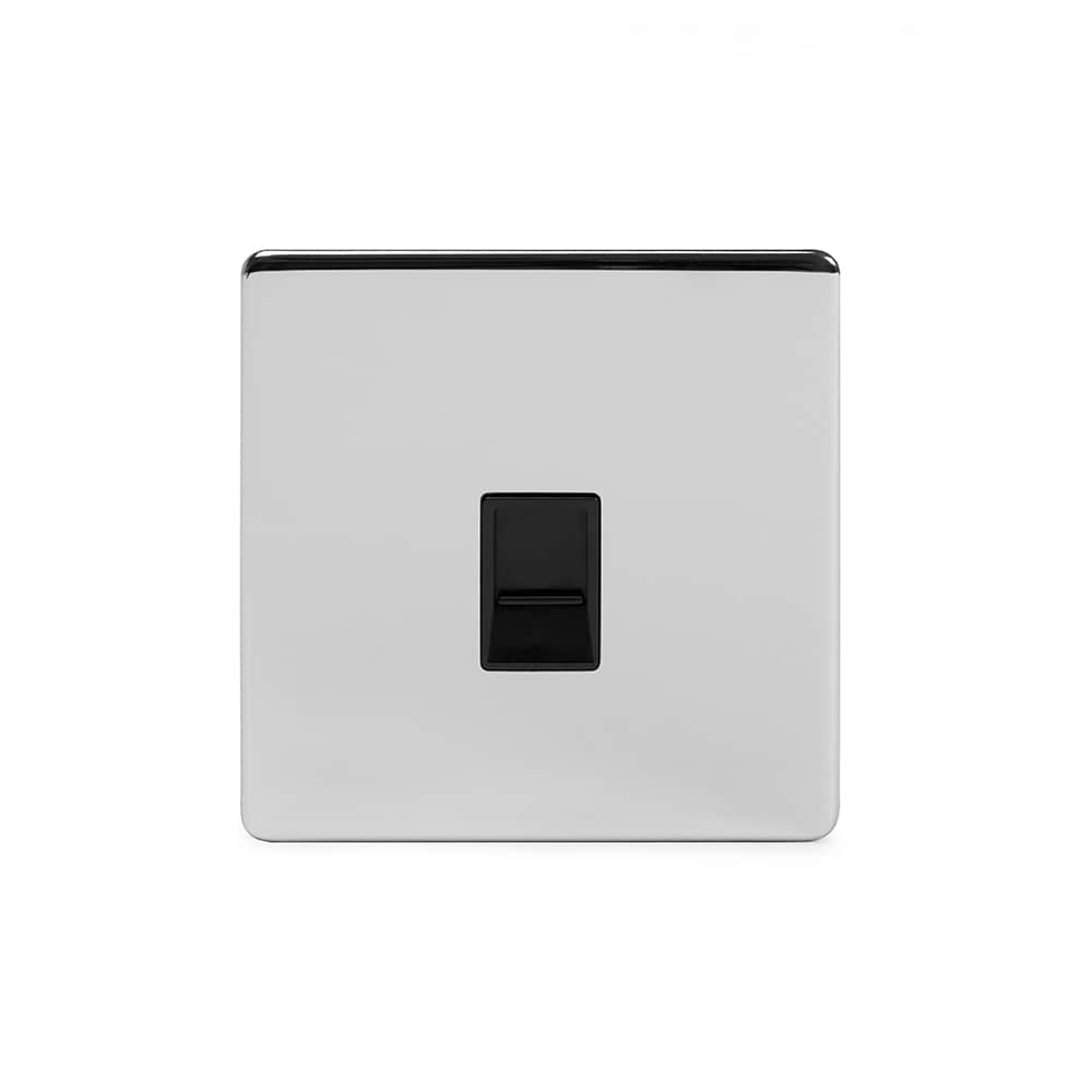 The Finsbury Collection Polished Chrome 1 Gang Data Socket RJ45 Ethernet Cat5 Blk Ins Screwless