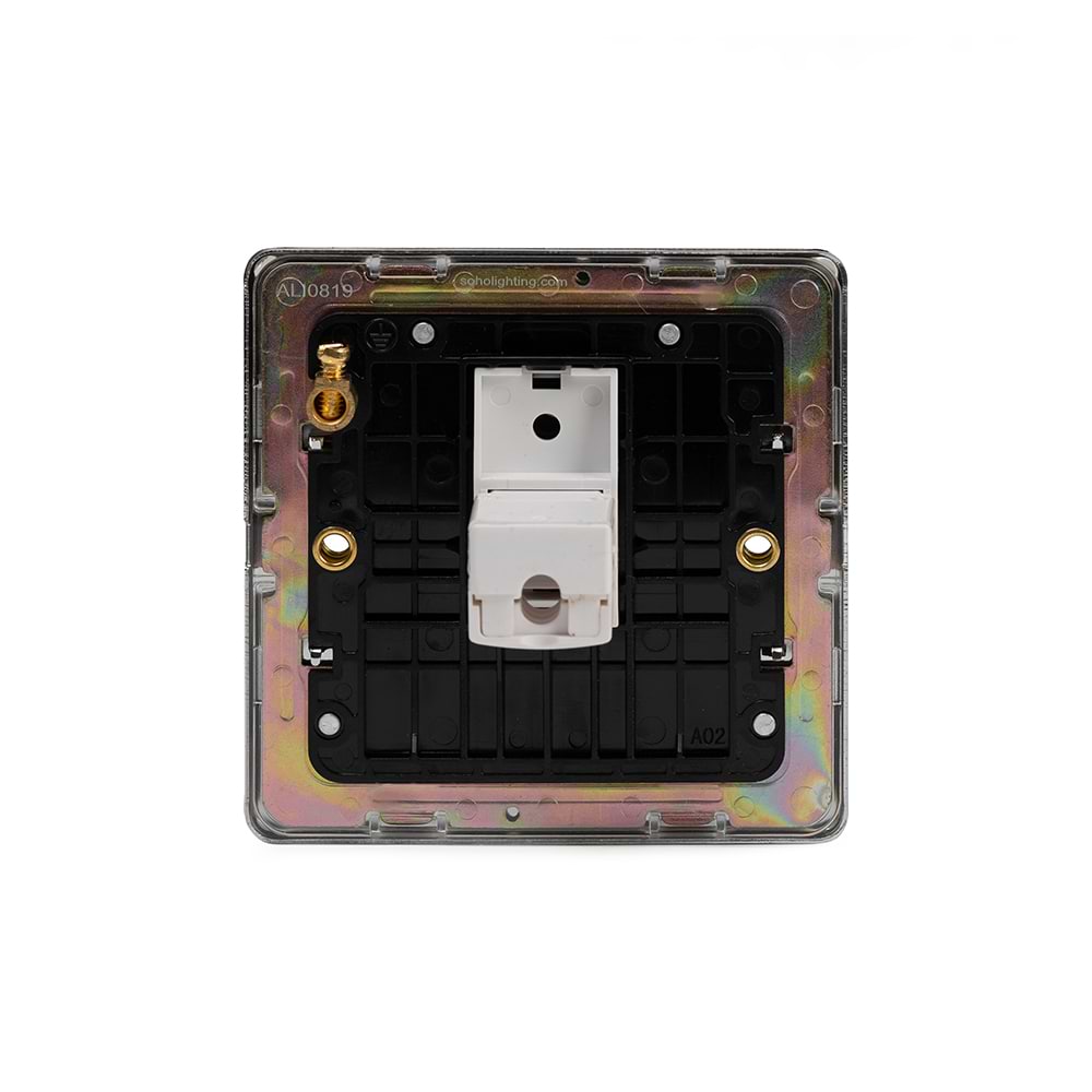 The Finsbury Collection Polished Chrome 1 Gang Data Socket RJ45 Ethernet Cat5 Blk Ins Screwless
