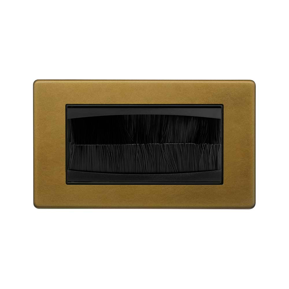The Belgravia Collection Old Brass 2 Gang 4 Module Brush Plate
