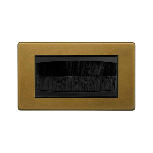 The Belgravia Collection Old Brass 2 Gang 4 Module Brush Plate