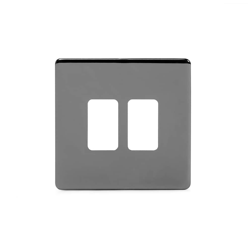 The Connaught Collection Black Nickel 2 Gang RM Rectangular Module Grid Switch Plate