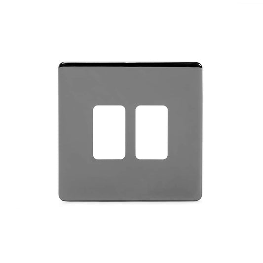 The Connaught Collection Black Nickel 2 Gang RM Rectangular Module Grid Switch Plate