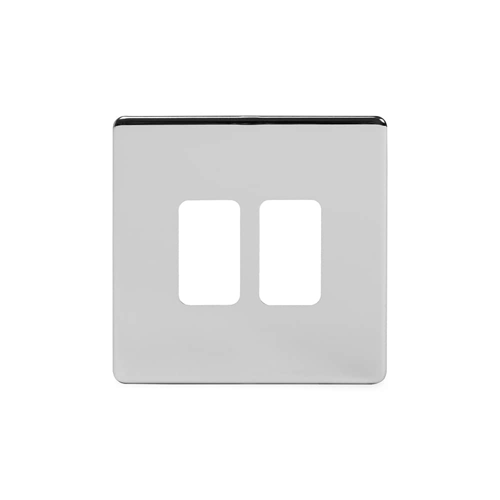 The Finsbury Collection Polished Chrome 2 Gang RM Rectangular Module Grid Switch Plate