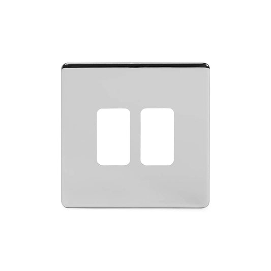 The Finsbury Collection Polished Chrome 2 Gang RM Rectangular Module Grid Switch Plate