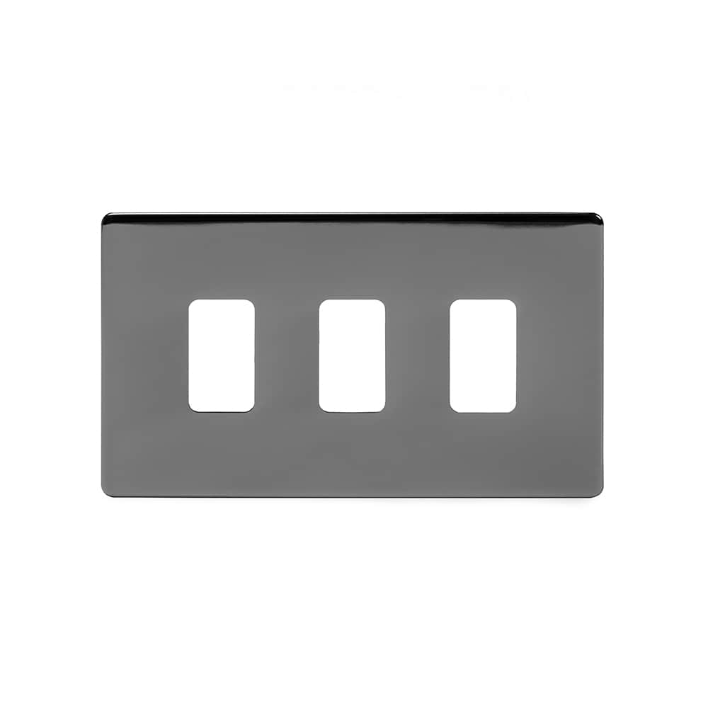 The Connaught Collection Black Nickel 3 Gang RM Rectangular Module Grid Switch Plate