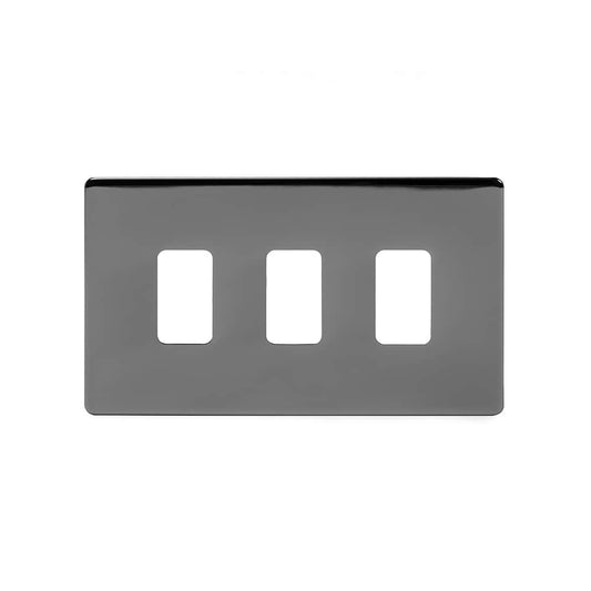 The Connaught Collection Black Nickel 3 Gang RM Rectangular Module Grid Switch Plate