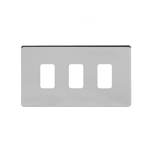 The Finsbury Collection Polished Chrome 3 Gang RM Rectangular Module Grid Switch Plate