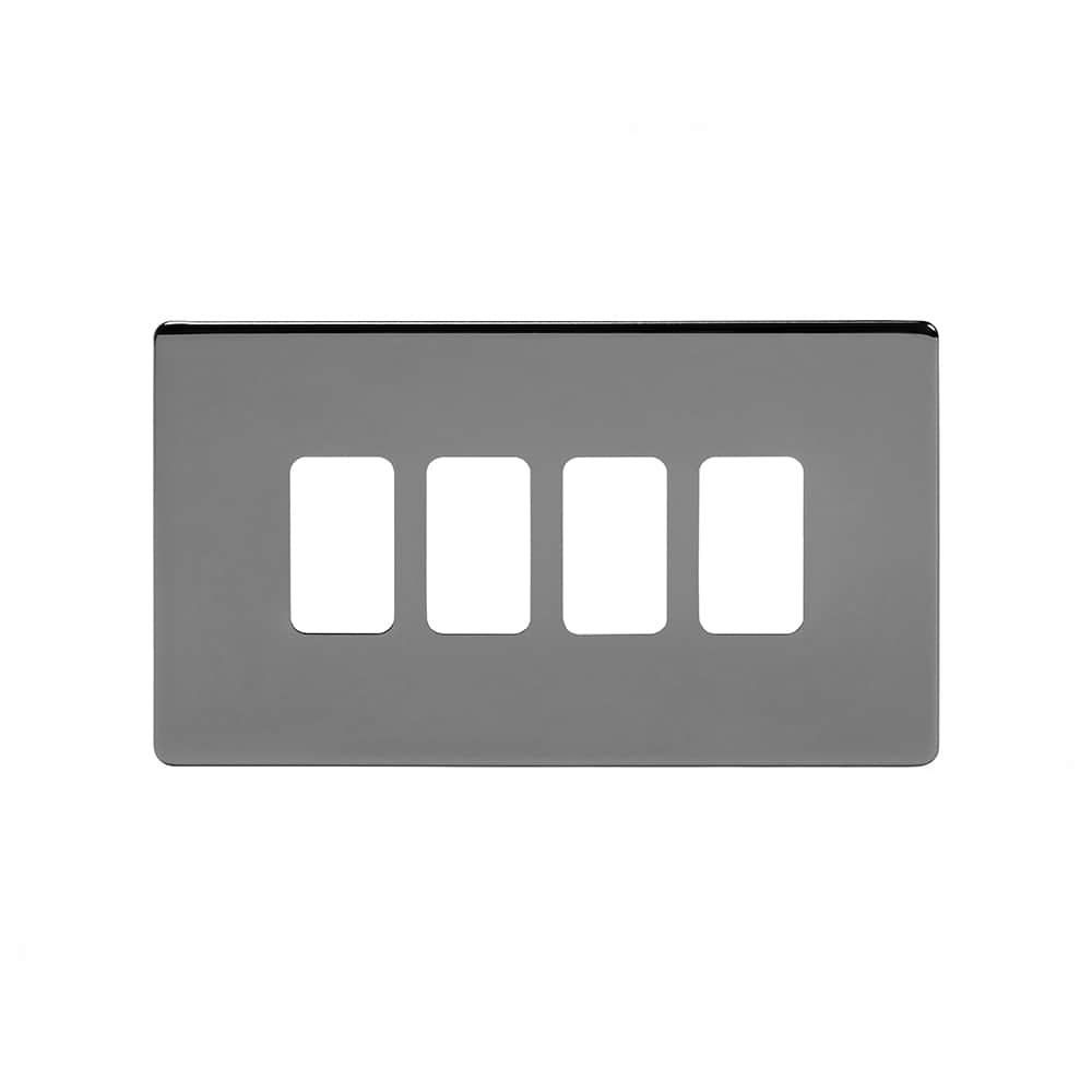 The Connaught Collection Black Nickel 4 Gang RM Rectangular Module Grid Switch Plate