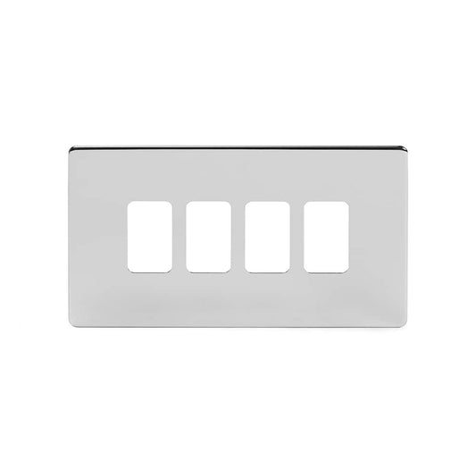 The Finsbury Collection Polished Chrome 4 Gang RM Rectangular Module Grid Switch Plate