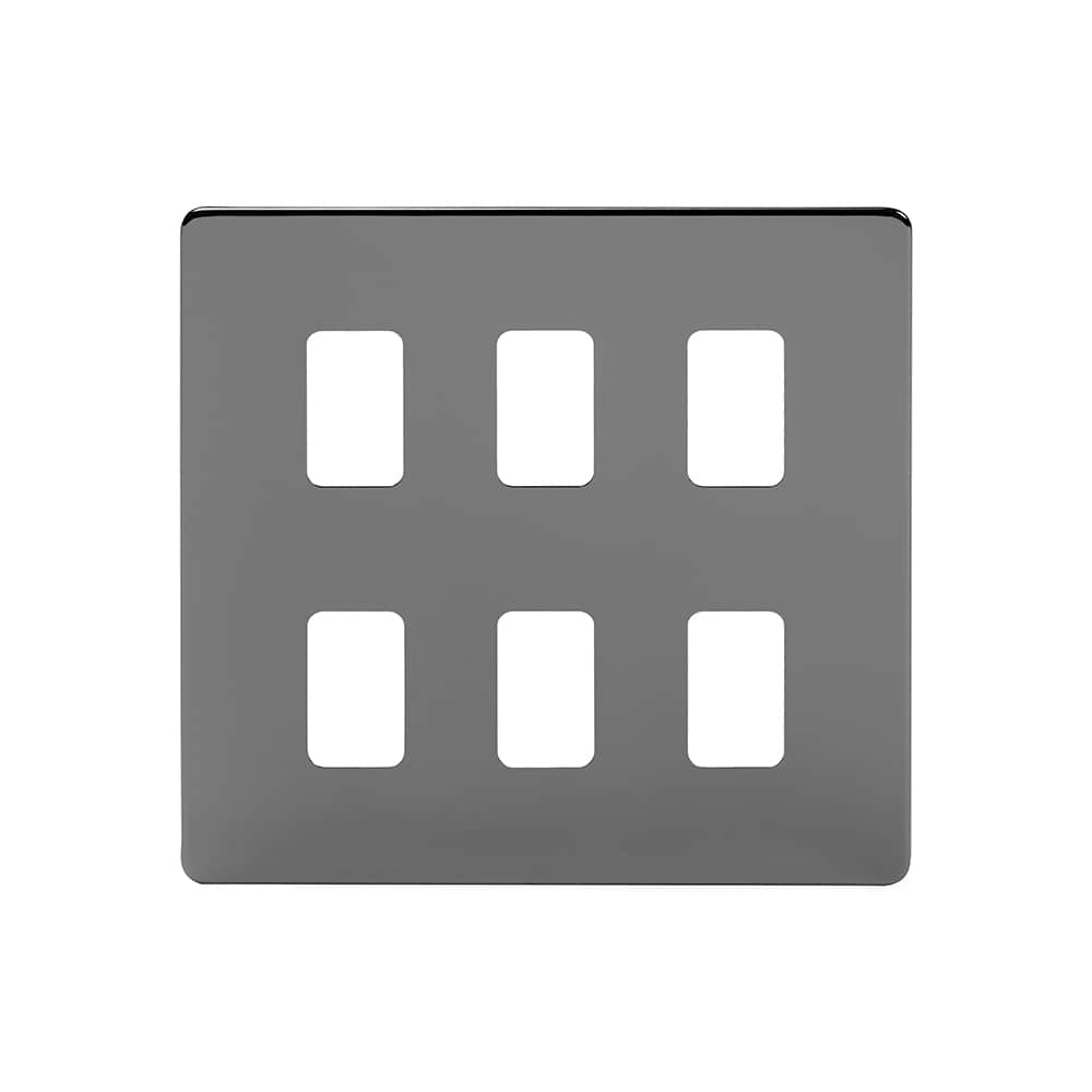 The Connaught Collection Black Nickel 6 Gang RM Rectangular Module Grid Switch Plate