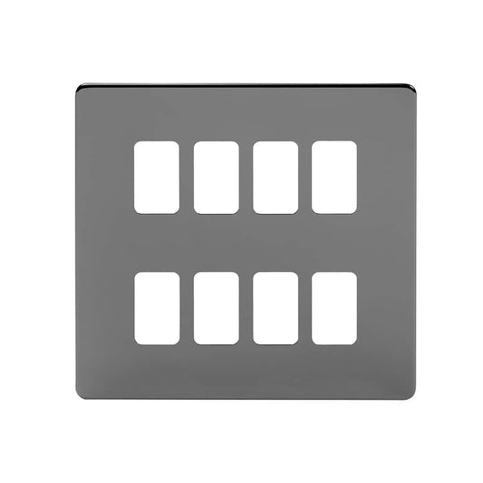 The Connaught Collection Black Nickel 8 Gang RM Rectangular Module Grid Switch Plate