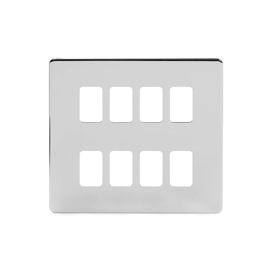 The Finsbury Collection Polished Chrome 8 Gang RM Rectangular Module Grid Switch Plate