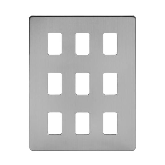 The Lombard Collection Brushed Chrome 9 Gang RM Rectangular Module Grid Switch Plate
