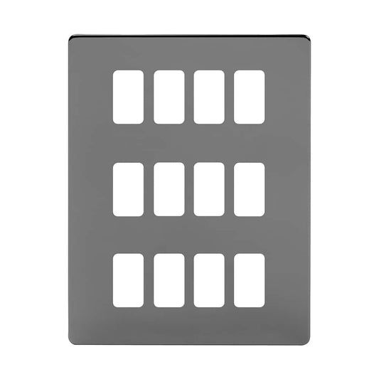 The Connaught Collection Black Nickel 12 Gang RM Rectangular Module Grid Switch Plate