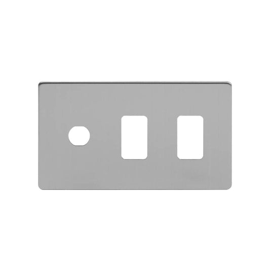 The Lombard Collection Brushed Chrome 3 Gang 2RM+1CM Dual Module Grid Switch Plate