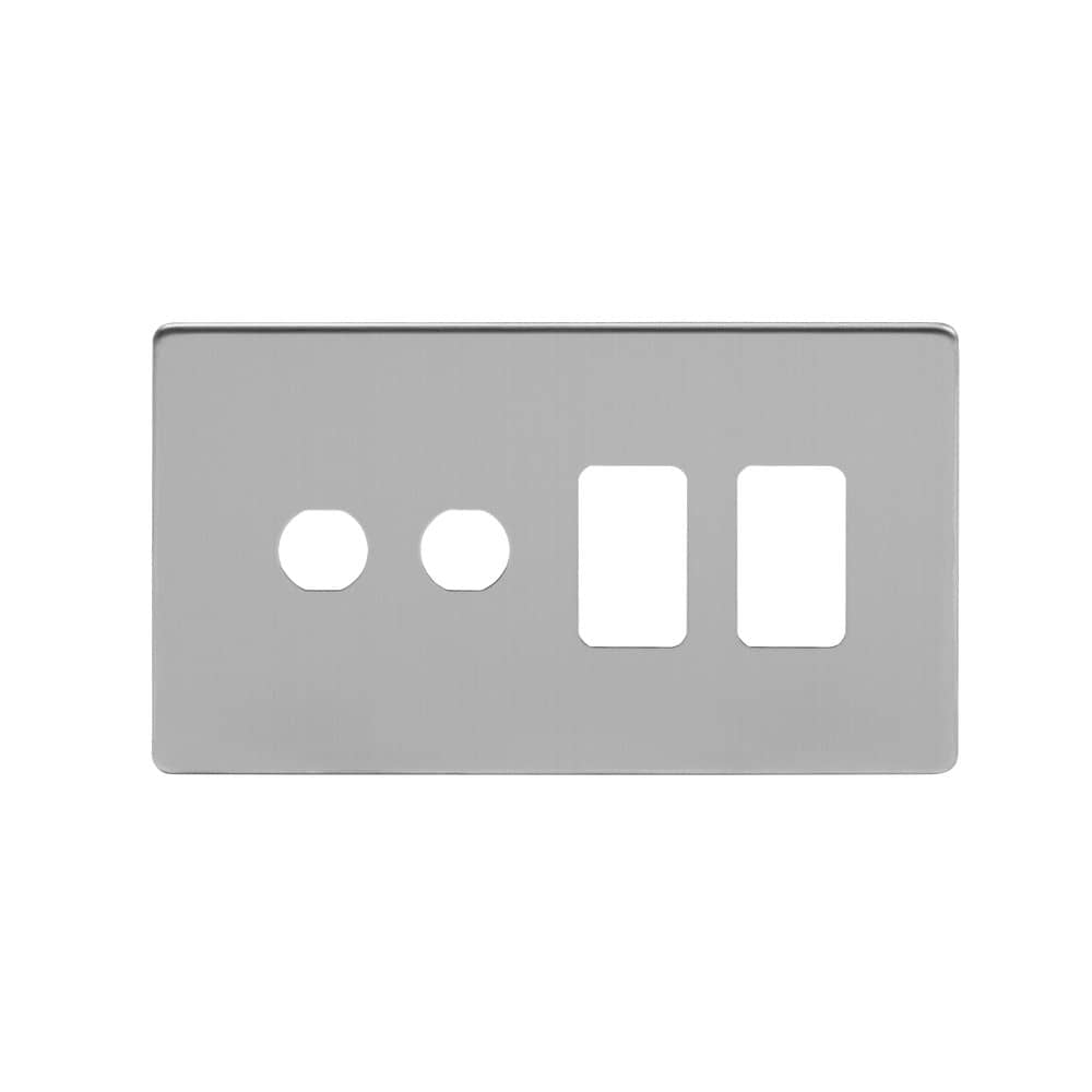 The Lombard Collection Brushed Chrome 4 Gang 2RM+2CM Dual Module Grid Switch Plate