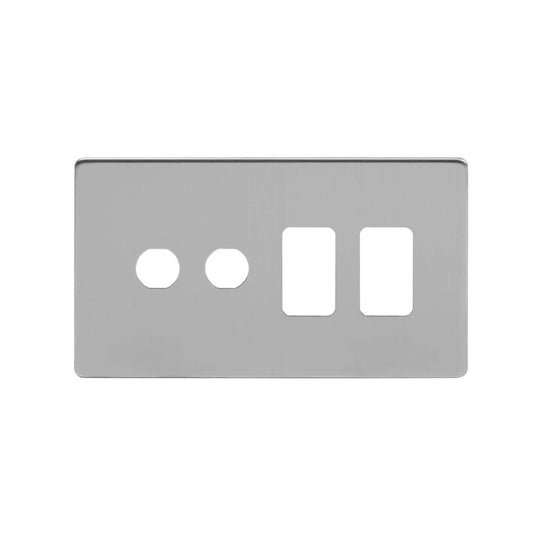 The Lombard Collection Brushed Chrome 4 Gang 2RM+2CM Dual Module Grid Switch Plate