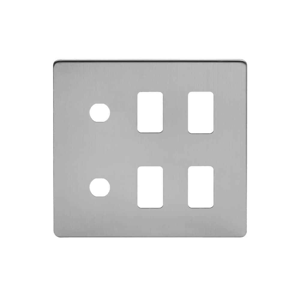 The Lombard Collection Brushed Chrome 6 Gang 4RM+2CM Dual Module Grid Switch Plate