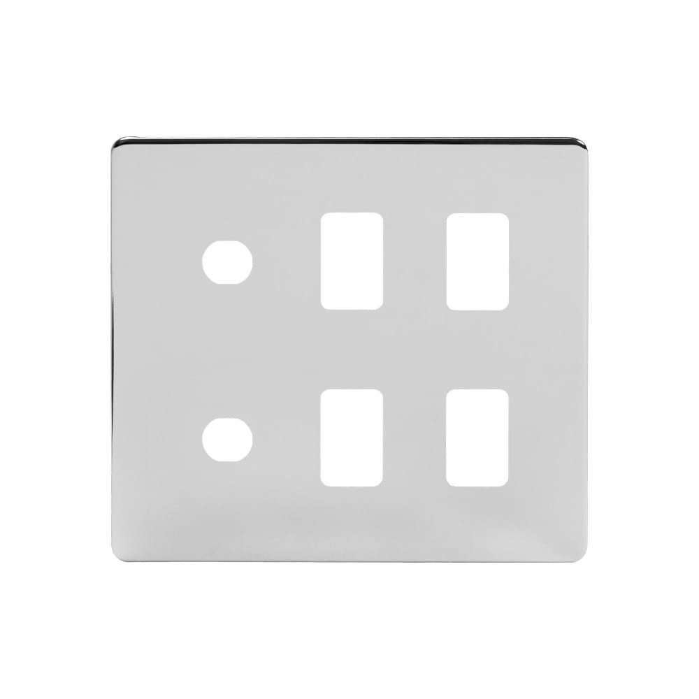 The Finsbury Collection Polished Chrome 6 Gang 4RM+2CM Dual Module Grid Switch Plate