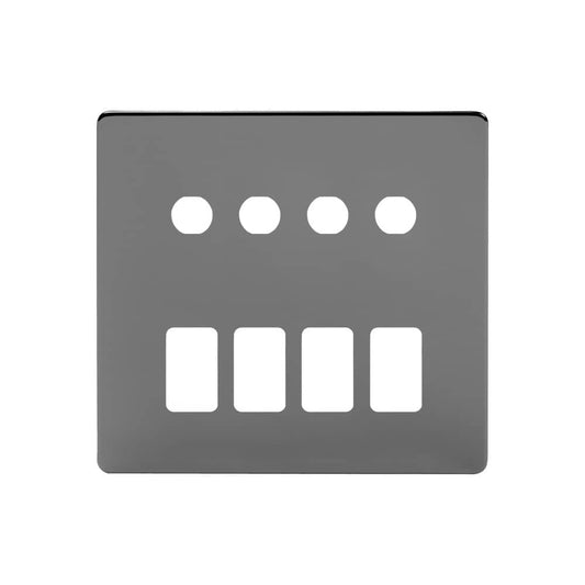 The Connaught Collection Black Nickel 8 Gang 4RM+4CM Dual Module Grid Switch Plate