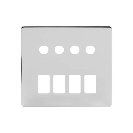The Finsbury Collection Polished Chrome 8 Gang 4RM+4CM Dual Module Grid Switch Plate