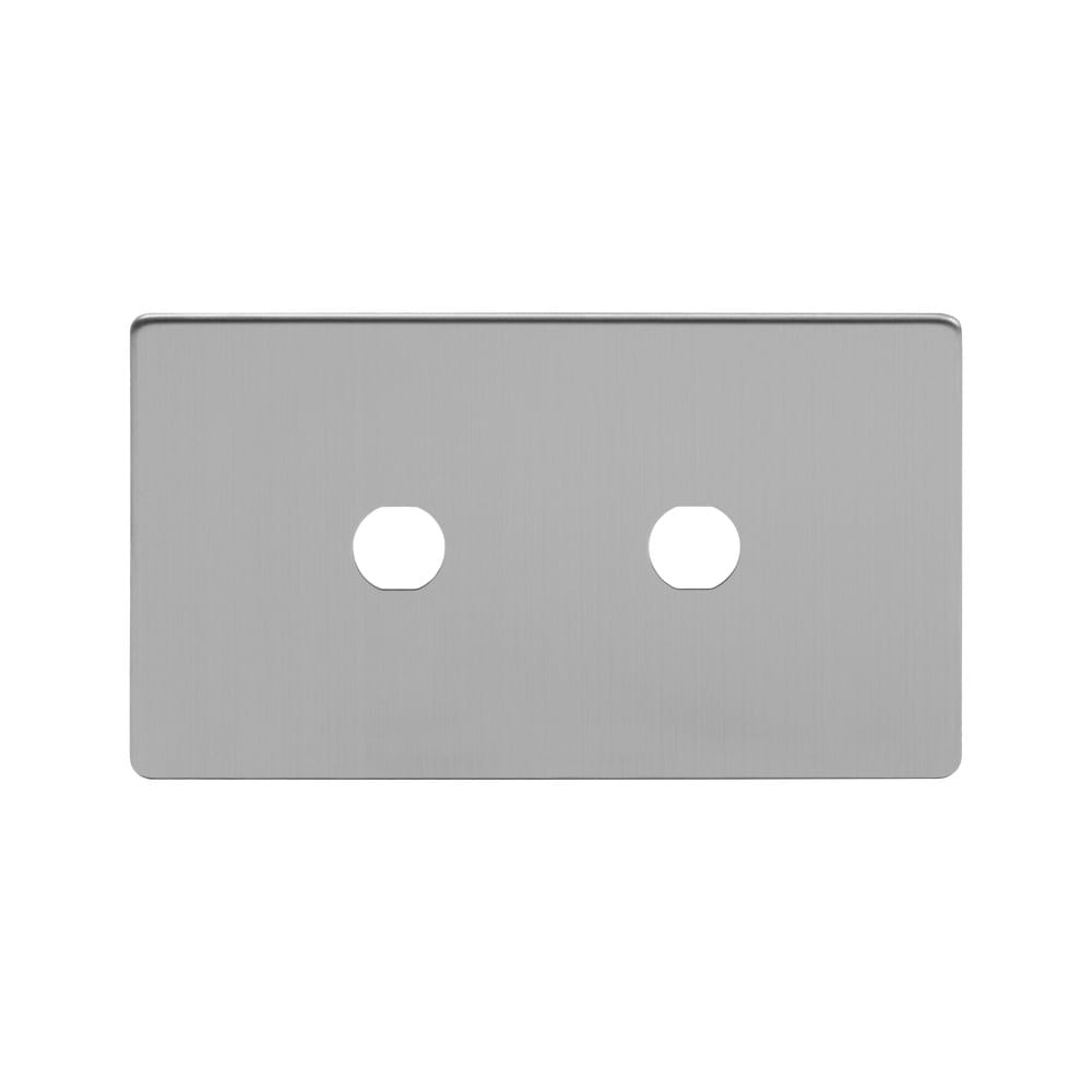 The Lombard Collection Brushed Chrome 2 Gang (Lg Plt) CM Circular Module Grid Switch Plate